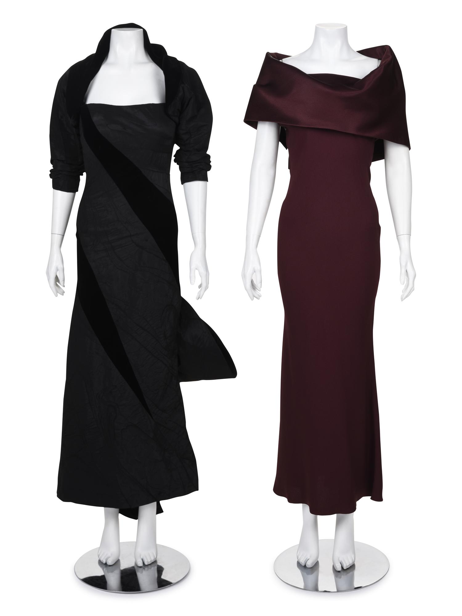 Two Designer Evening Dresses: One Bob Mackie and One John Galliano, 1990s