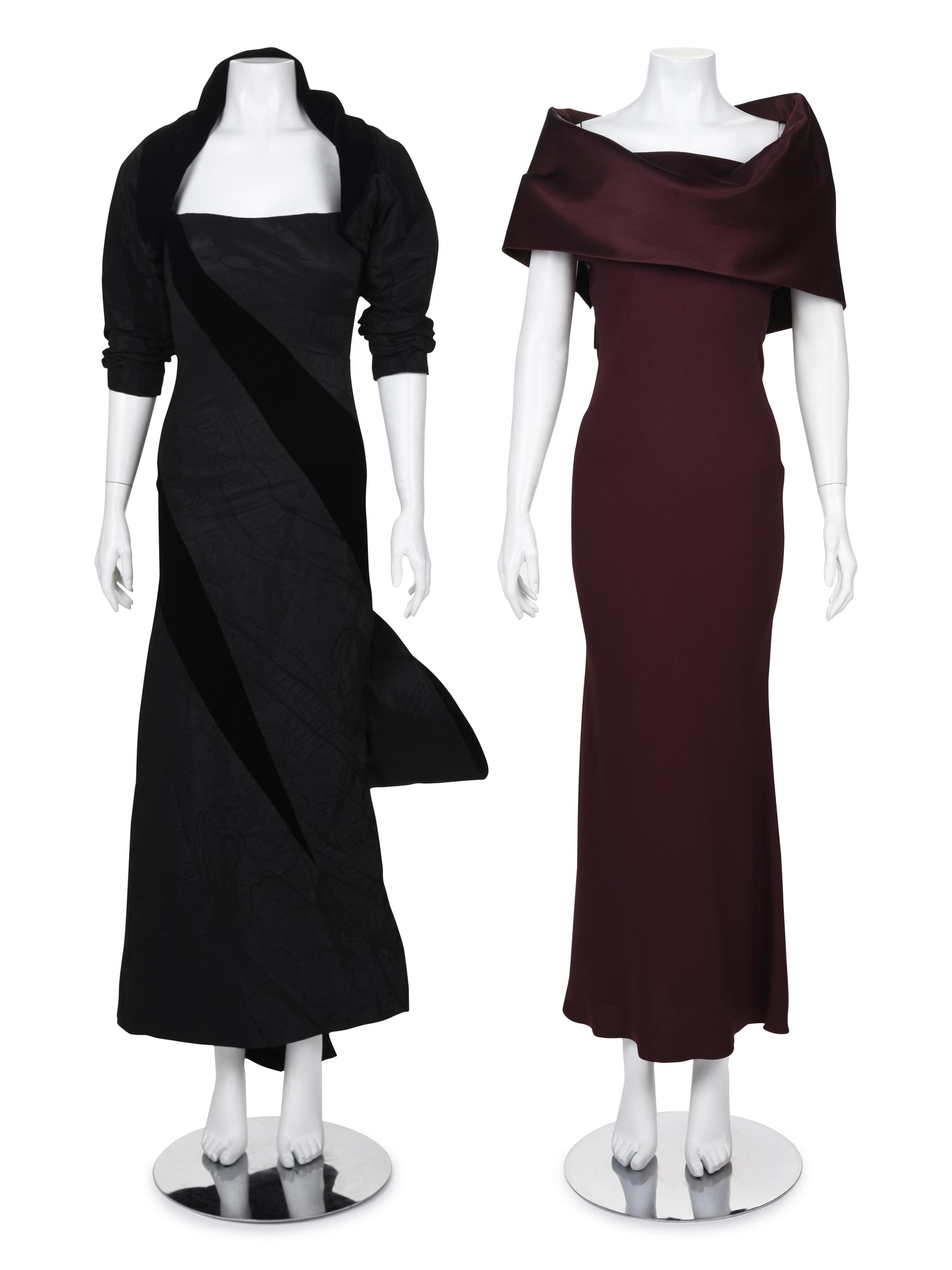 Two Designer Evening Dresses: One Bob Mackie and One John Galliano, 1990s