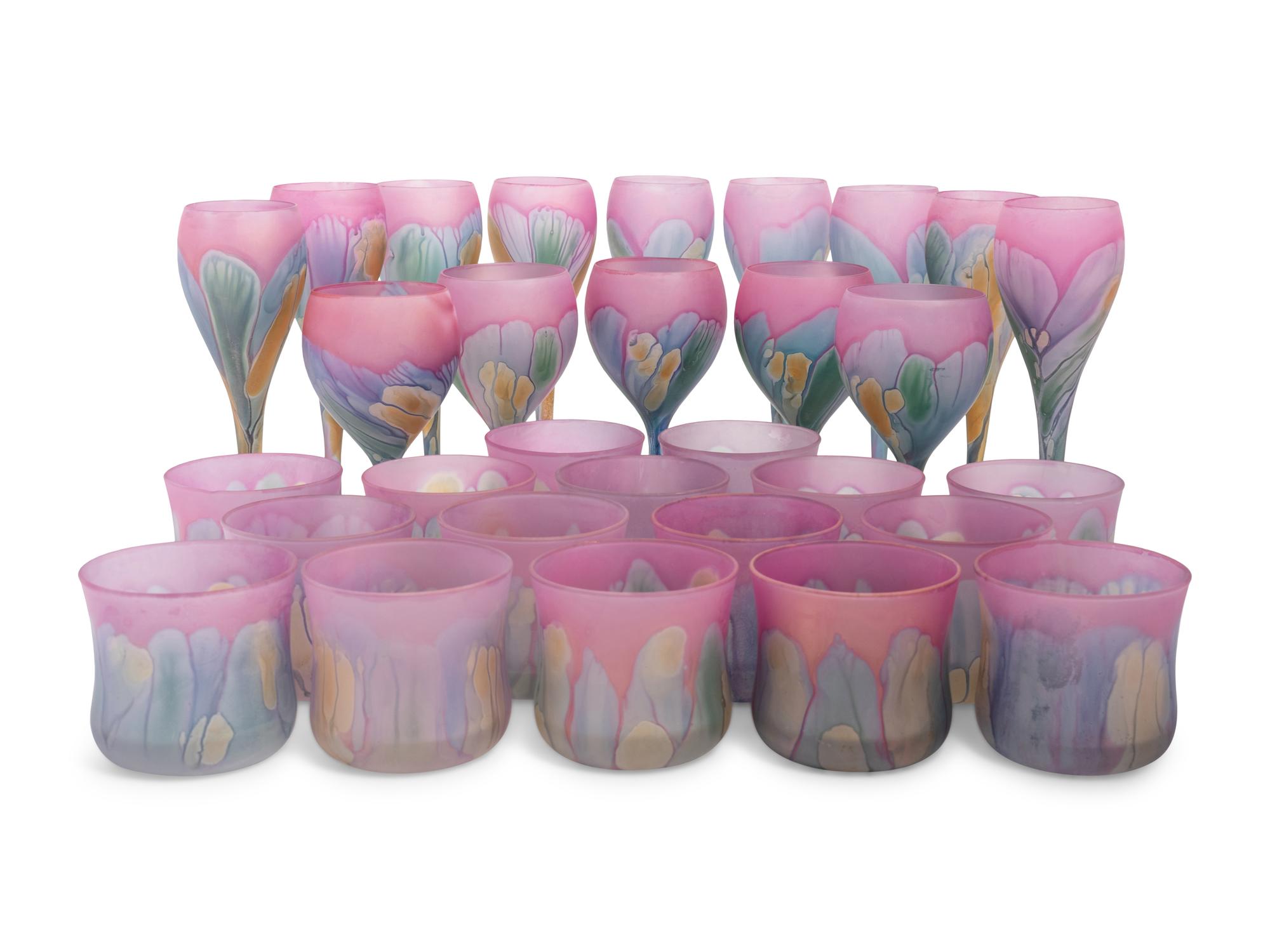 A Set of Frosted Glass Stemware Articles