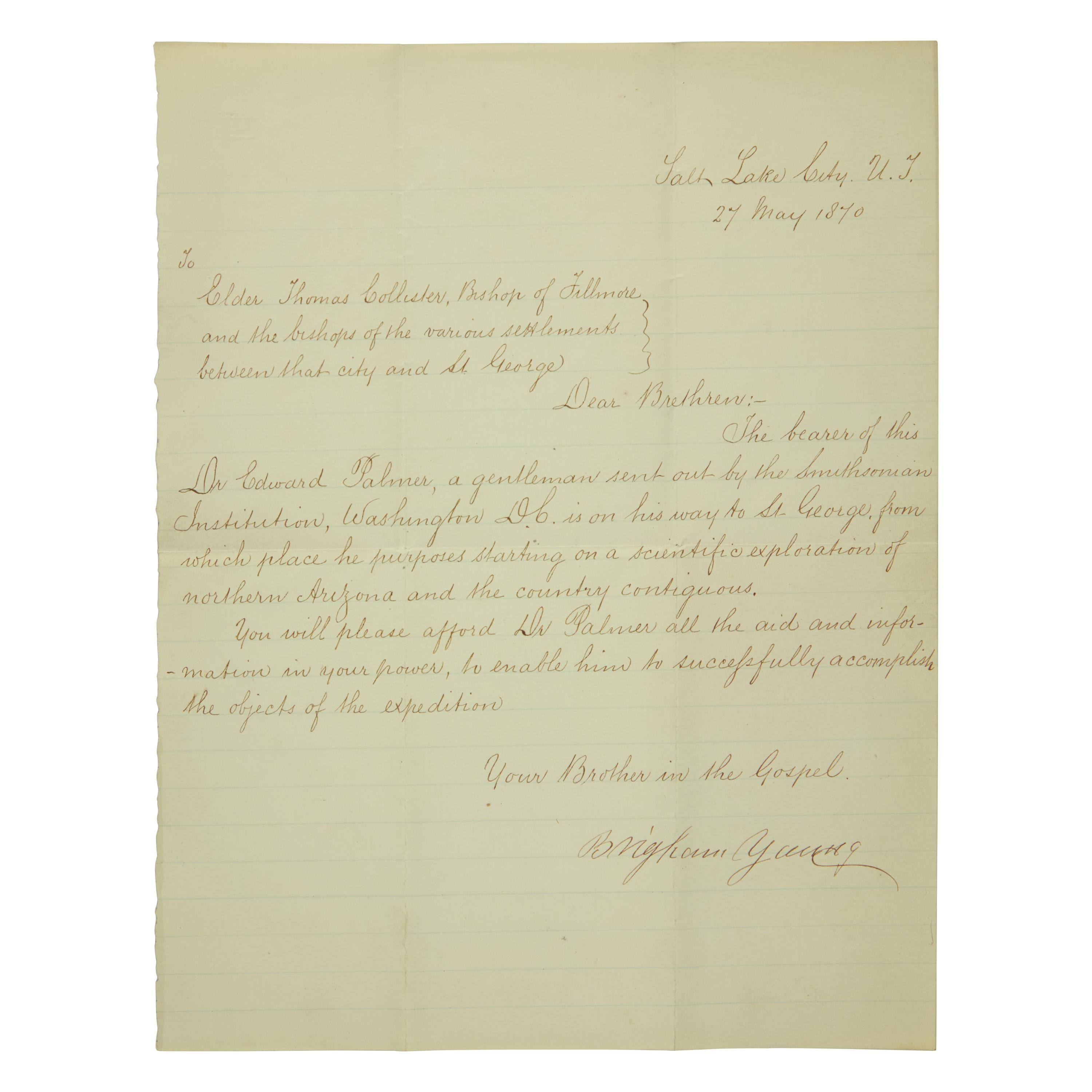 [Mormonism] Young, Brigham. Autograph Letter, signed