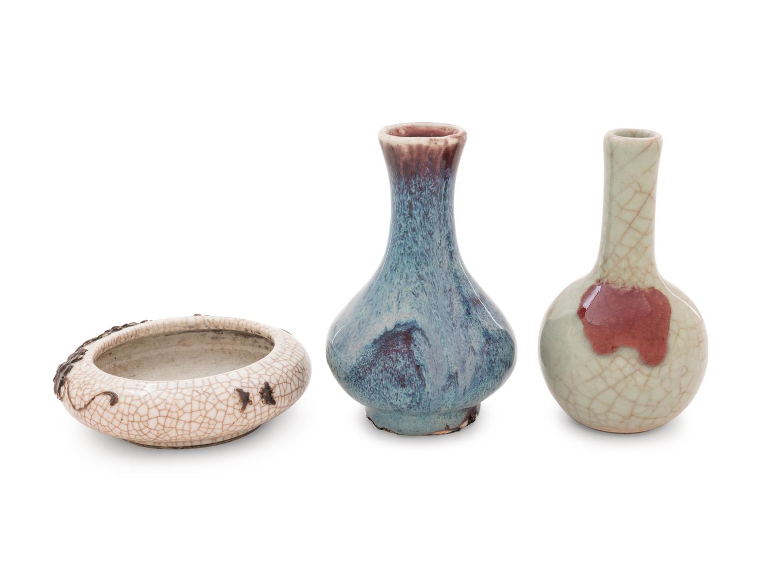 Three Chinese Monochrome Glazed Porcelain Articles