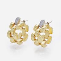 A Pair of 18K Yellow Gold and Diamond Earrings