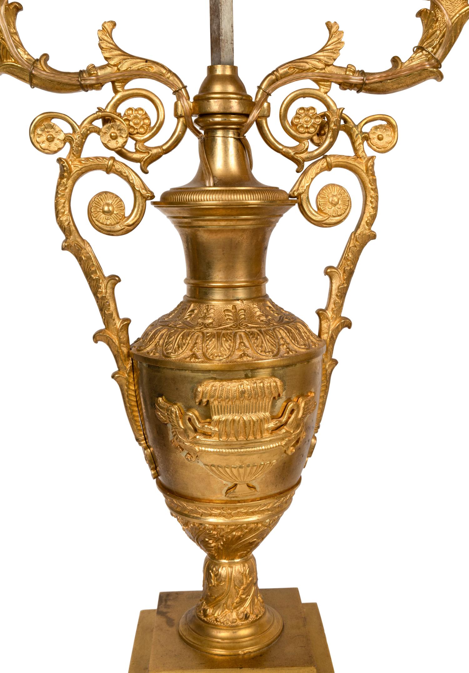 A Pair of Louis Philippe Gilt Bronze Urn-Form Candelabra