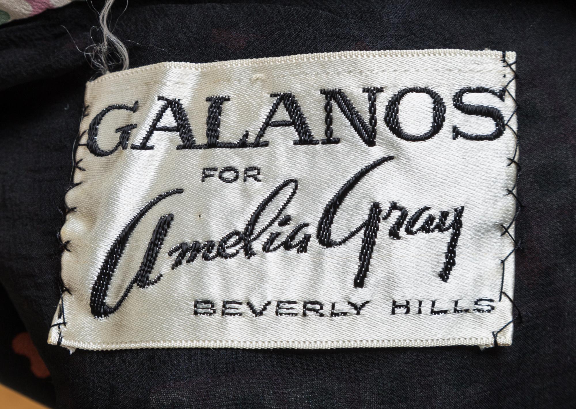 A Galanos for Amelia Gray Silk Floral and Geometric Print Dress, No size.