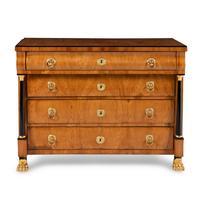 An Austrian Neoclassical Parcel Gilt and Ebonized Ash Commode