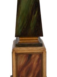 A Pair of Painted and Parcel Gilt Faux-Marble Obelisks