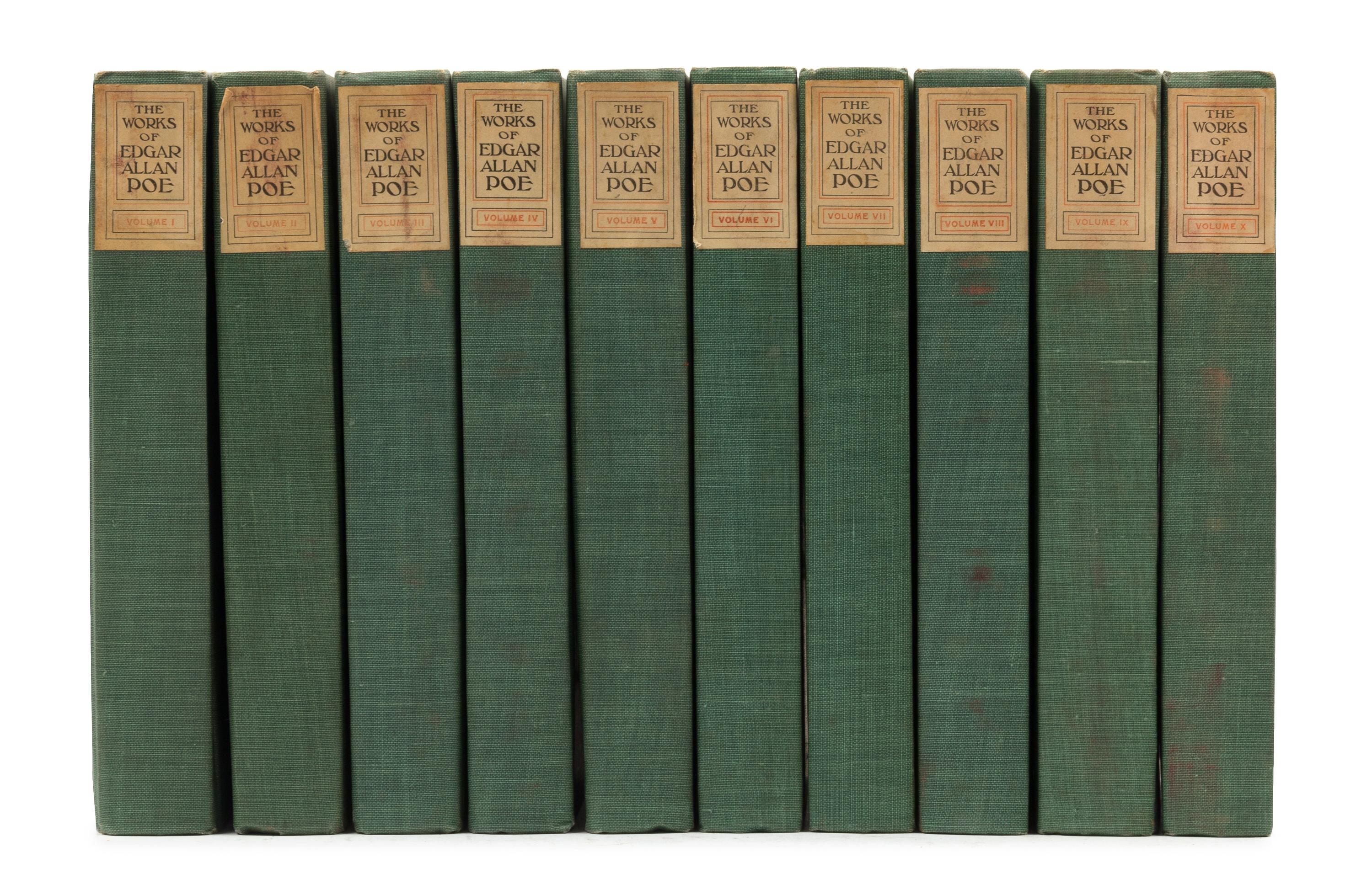 POE, Edgar Allan (1809-1849). Works. Akron: The Werner Company, 1908. 10 volumes.