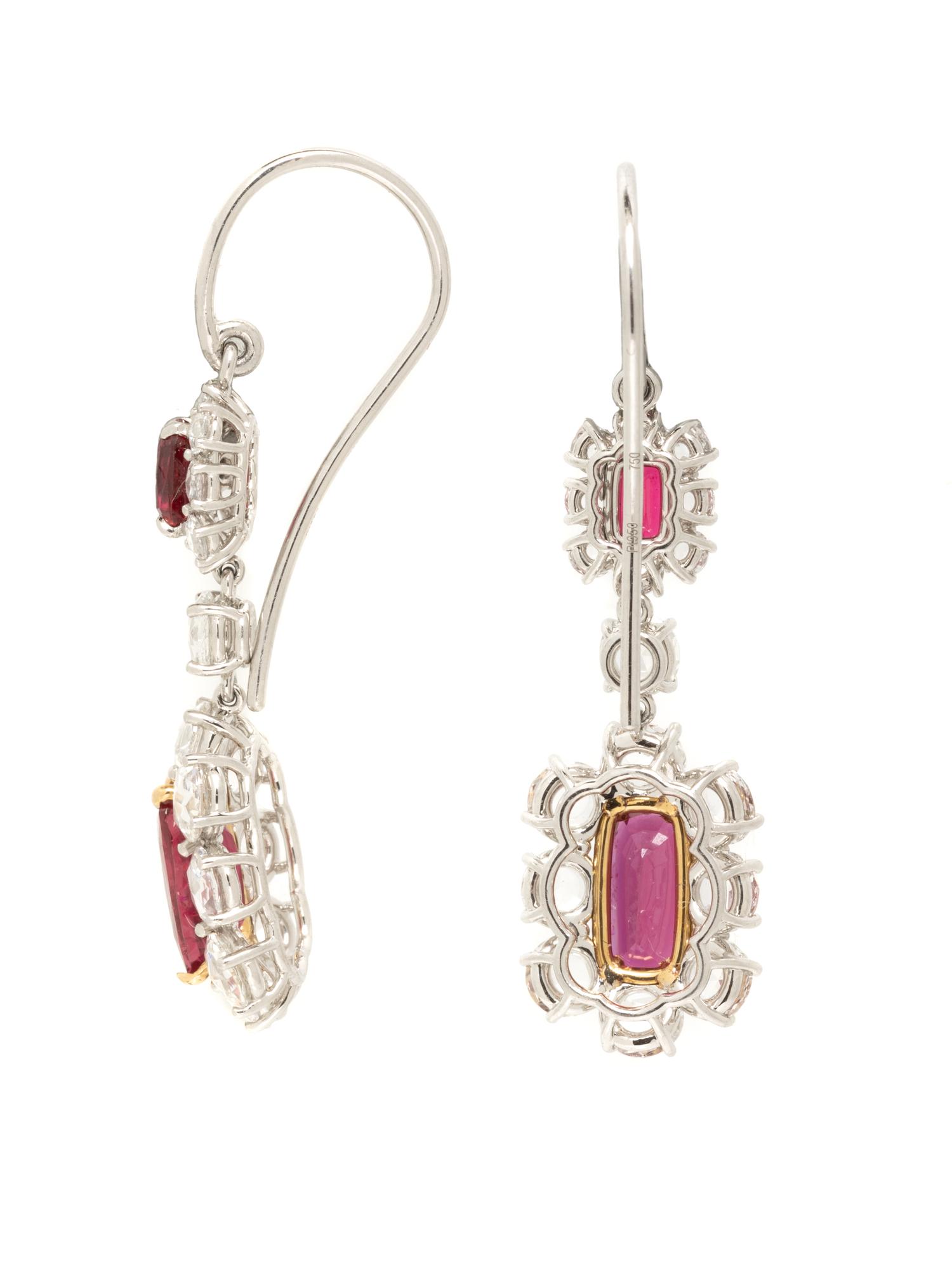 RUBY, SPINEL, AND DIAMOND EARRINGS