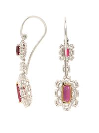 RUBY, SPINEL, AND DIAMOND EARRINGS