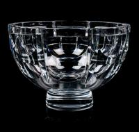 An Orrefors Cut Glass Bowl Height 5 x diameter 7 1/4 inches.