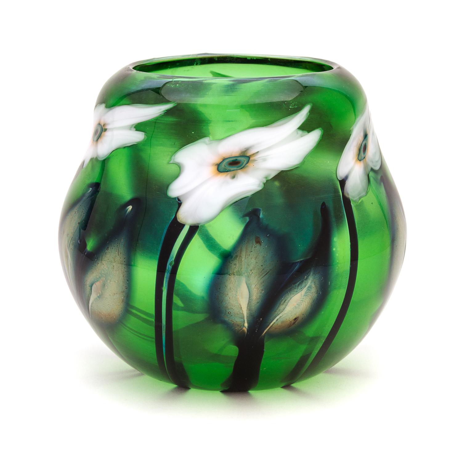 An American Studio Glass Vase, Charles Lotton (b. 1935) Height 6 inches.