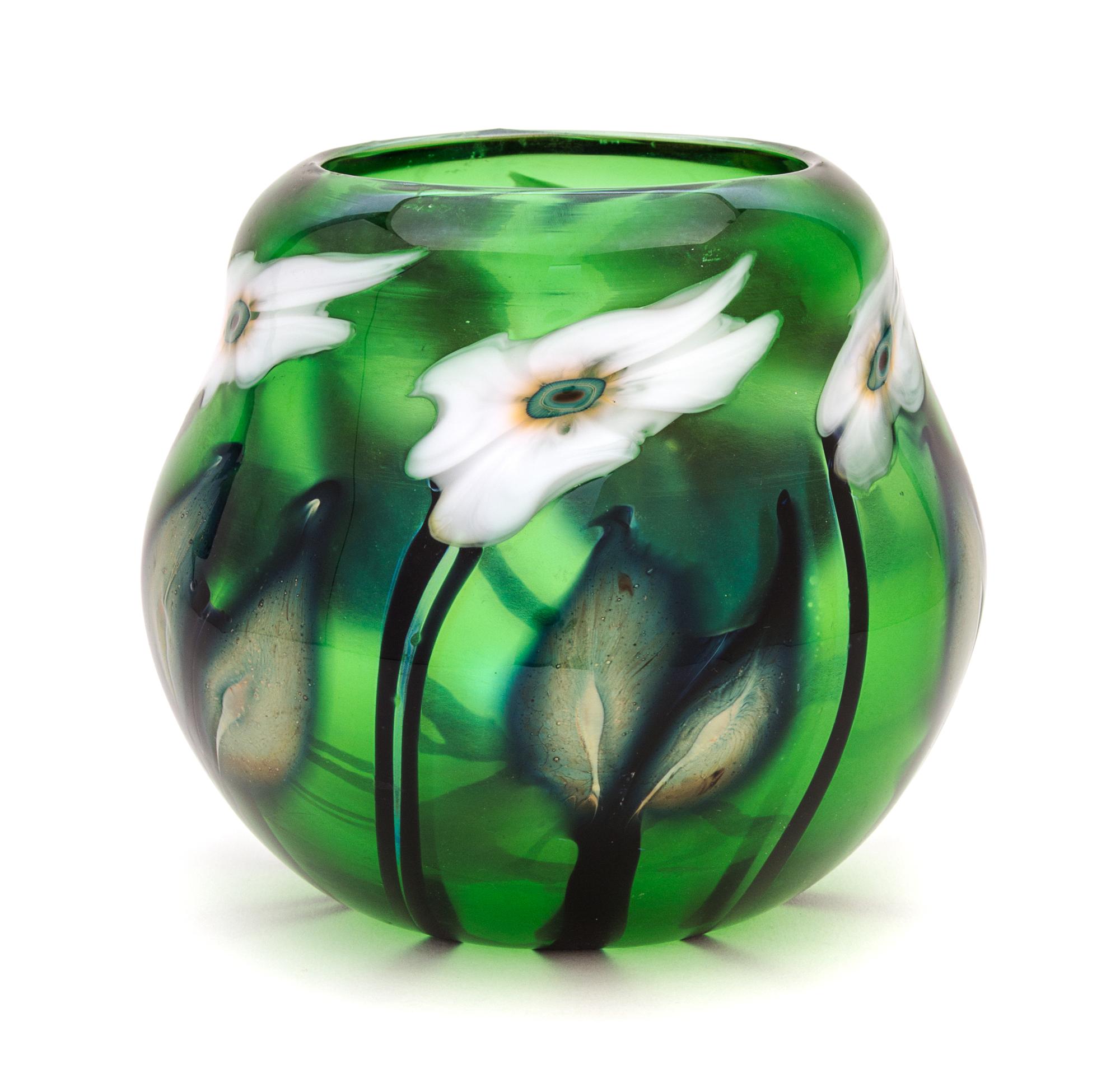 An American Studio Glass Vase, Charles Lotton (b. 1935) Height 6 inches.