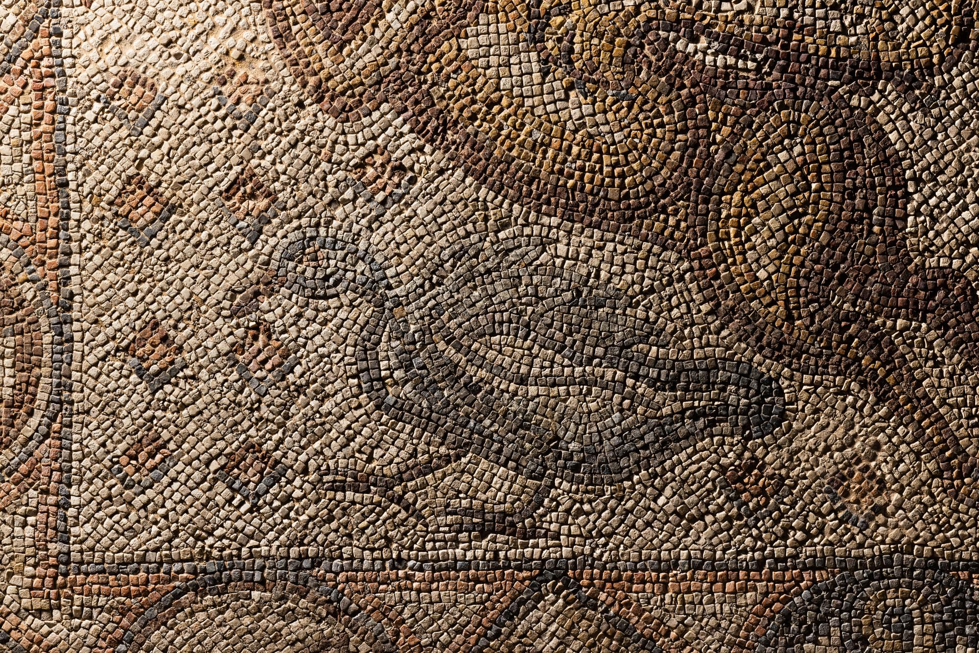 A Late Roman Stone Mosaic of a Lion Hunting Prey