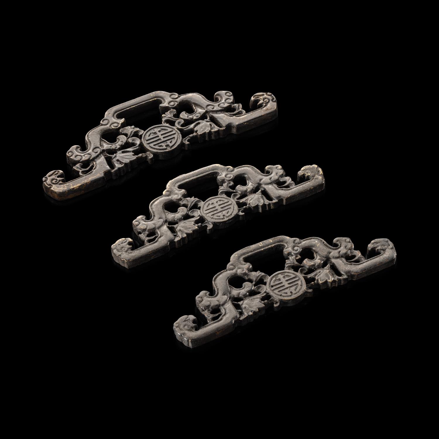 Three Chinese Bronze Handles, Qing Dynasty (1644-1911)