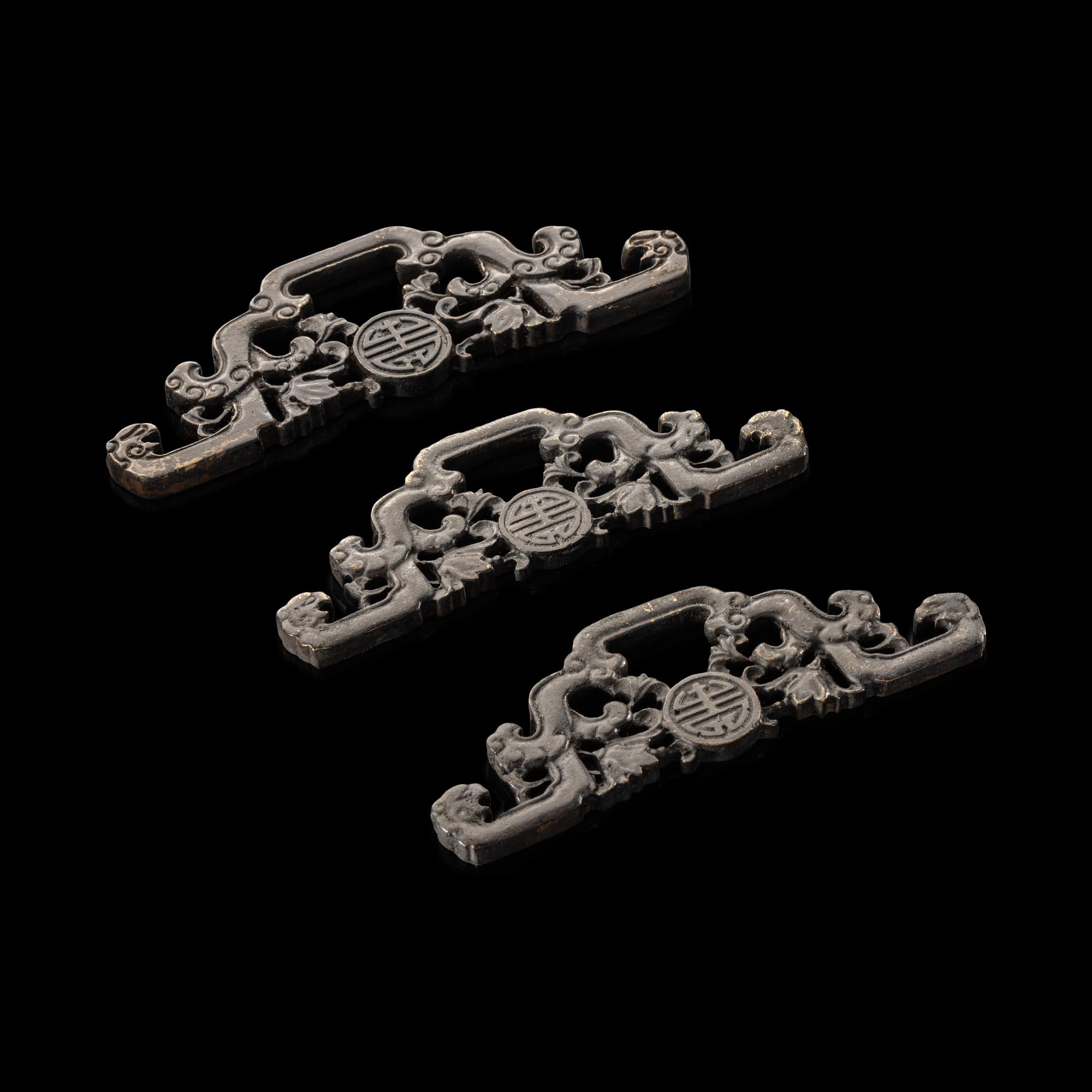 Three Chinese Bronze Handles, Qing Dynasty (1644-1911)