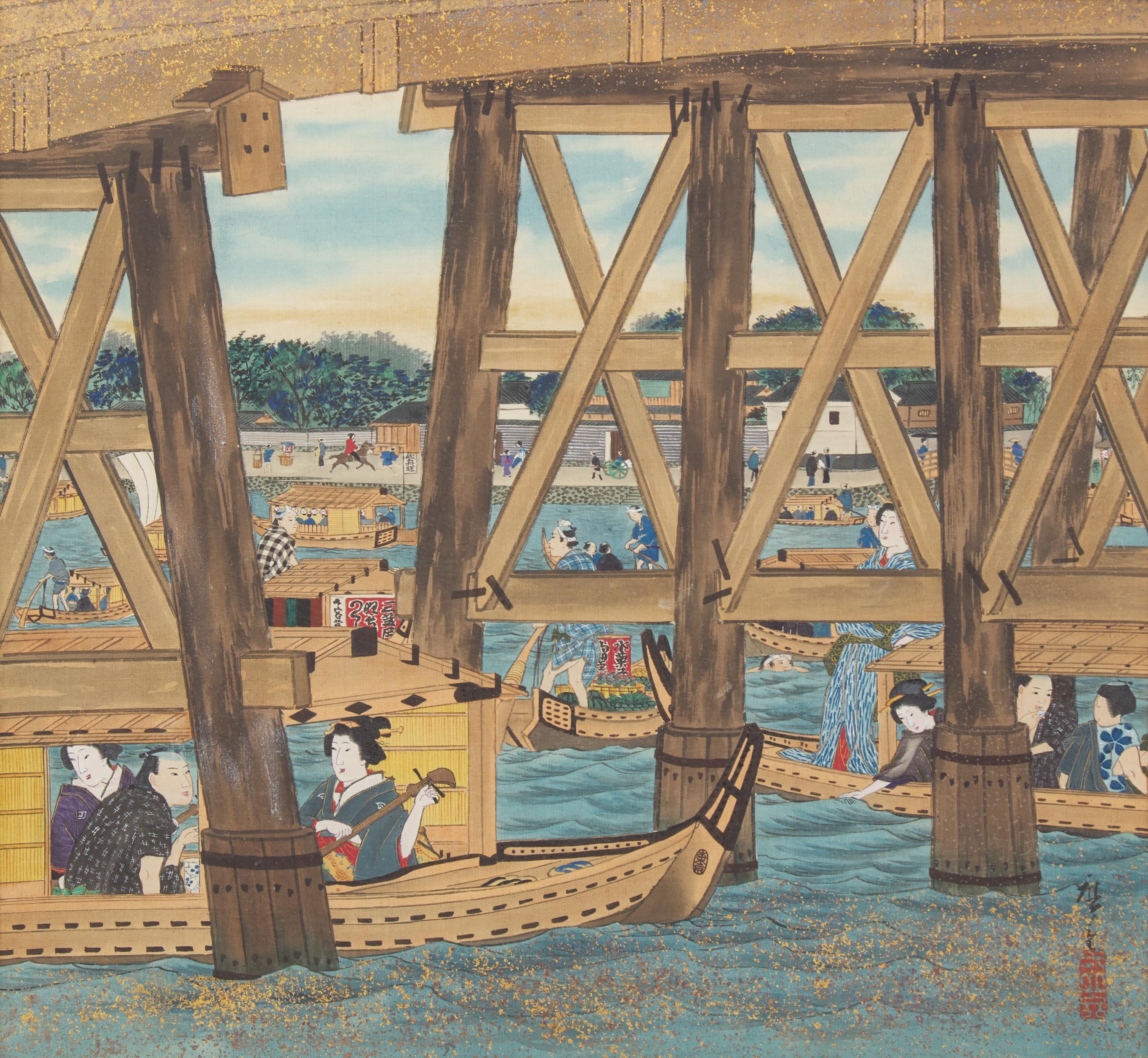 Utagawa Hiroshige III (Japanese, 1842-1894), Three Painted Album Leaves