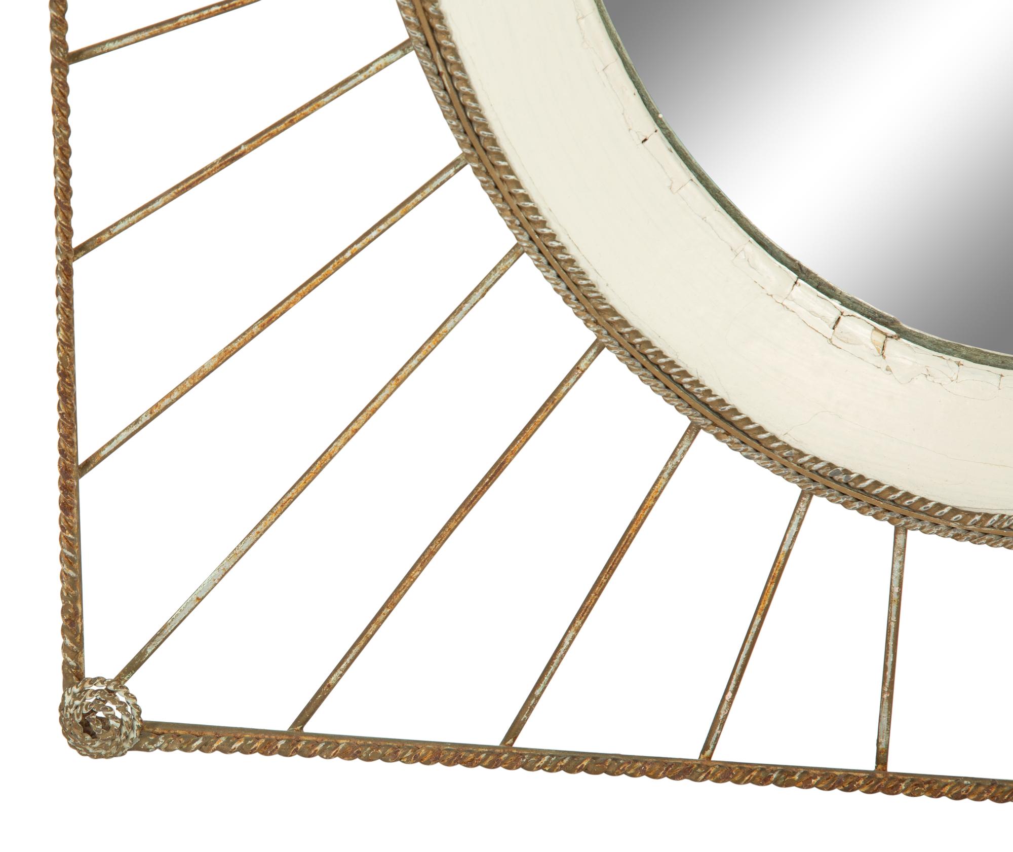 A Painted Wire and Wood Mirror