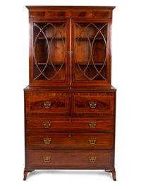 A George III Inlaid Mahogany Secretary Bookcase — 19TH CENTURY