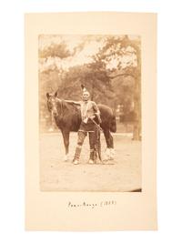 [NATIVE AMERICANS]. [PETIT, Pierre (1832-1909), photographer]. Albumen photograph of Omaha warrior, Standing Bear, with horse. Paris: 1883.
