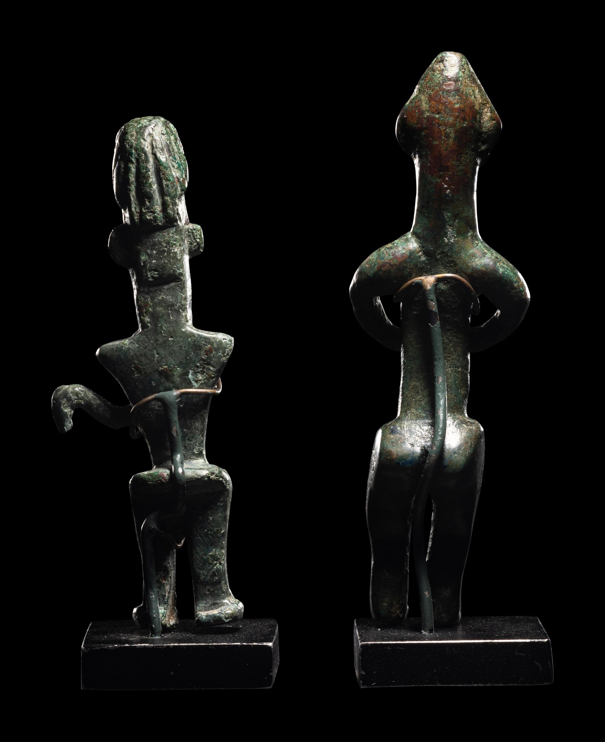Two Amlash Bronze Figures of a Male and Female