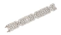 An Art Deco Platinum and Diamond Bracelet, 37.95 dwts.