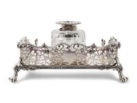 A Silver-Plate and Cut Glass Ink Well