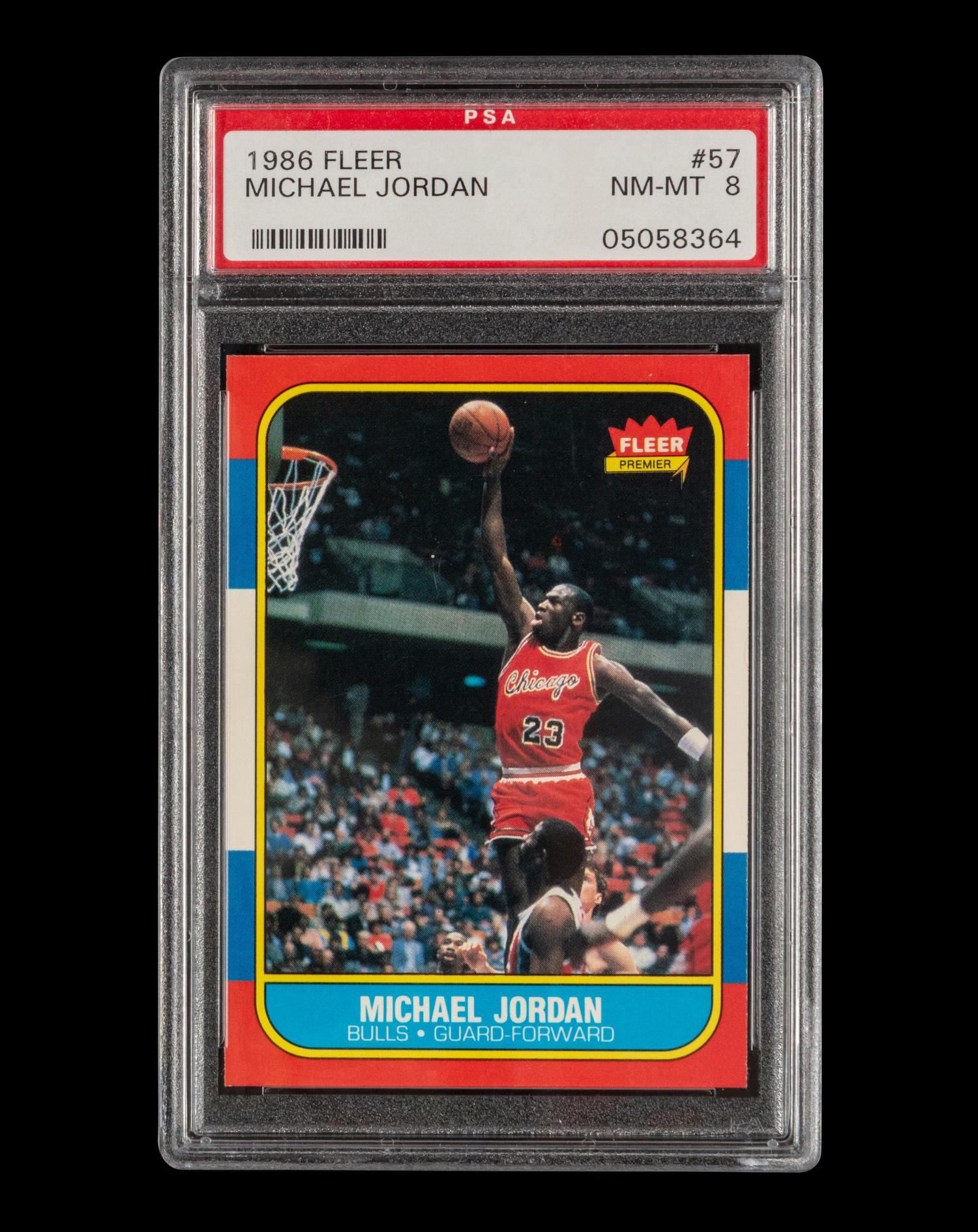A 1986-87 Fleer Michael Jordan Rookie Basketball Card No. 57 (PSA 8 NM-MT)