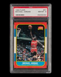 A 1986-87 Fleer Michael Jordan Rookie Basketball Card No. 57 (PSA 8 NM-MT)