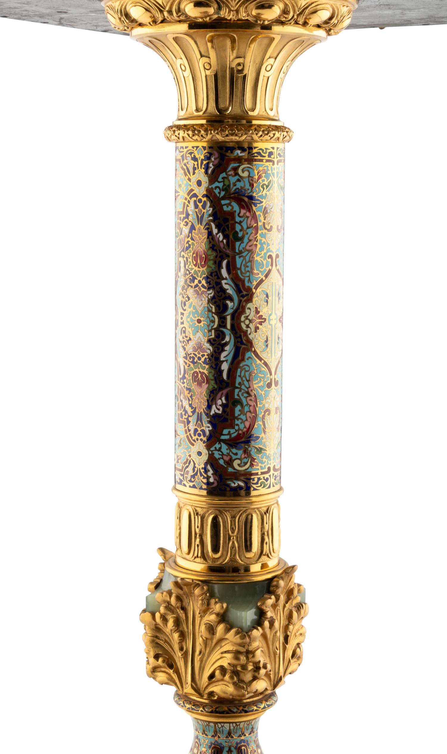 A Continental Gilt Bronze, Onyx and Champlevé Enamel Pedestal