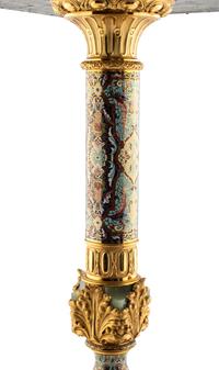 A Continental Gilt Bronze, Onyx and Champlevé Enamel Pedestal