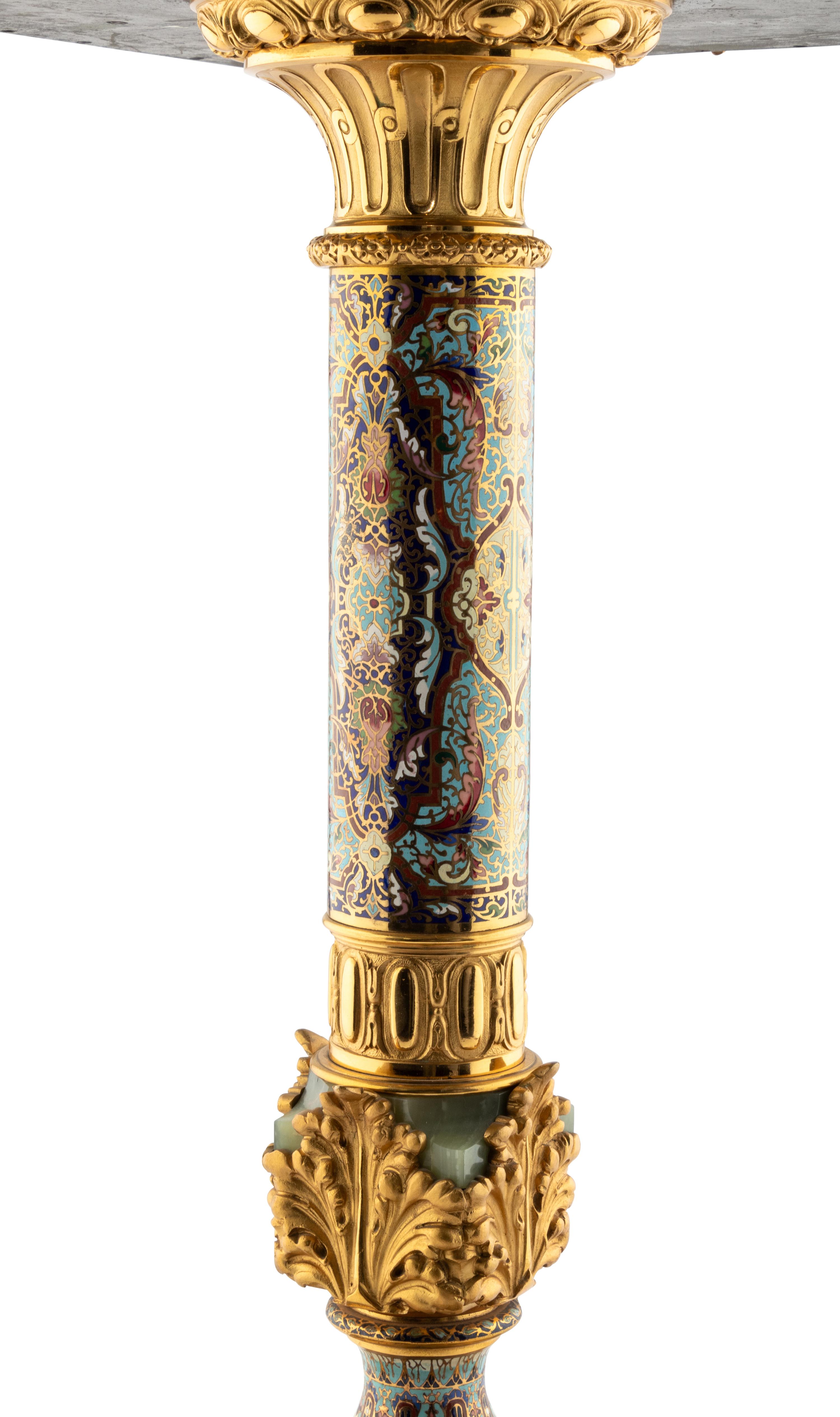 A Continental Gilt Bronze, Onyx and Champlevé Enamel Pedestal