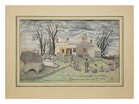 F. Spence (19th Century), A Watercolor Drawing: First Attempts of the Sketching Class