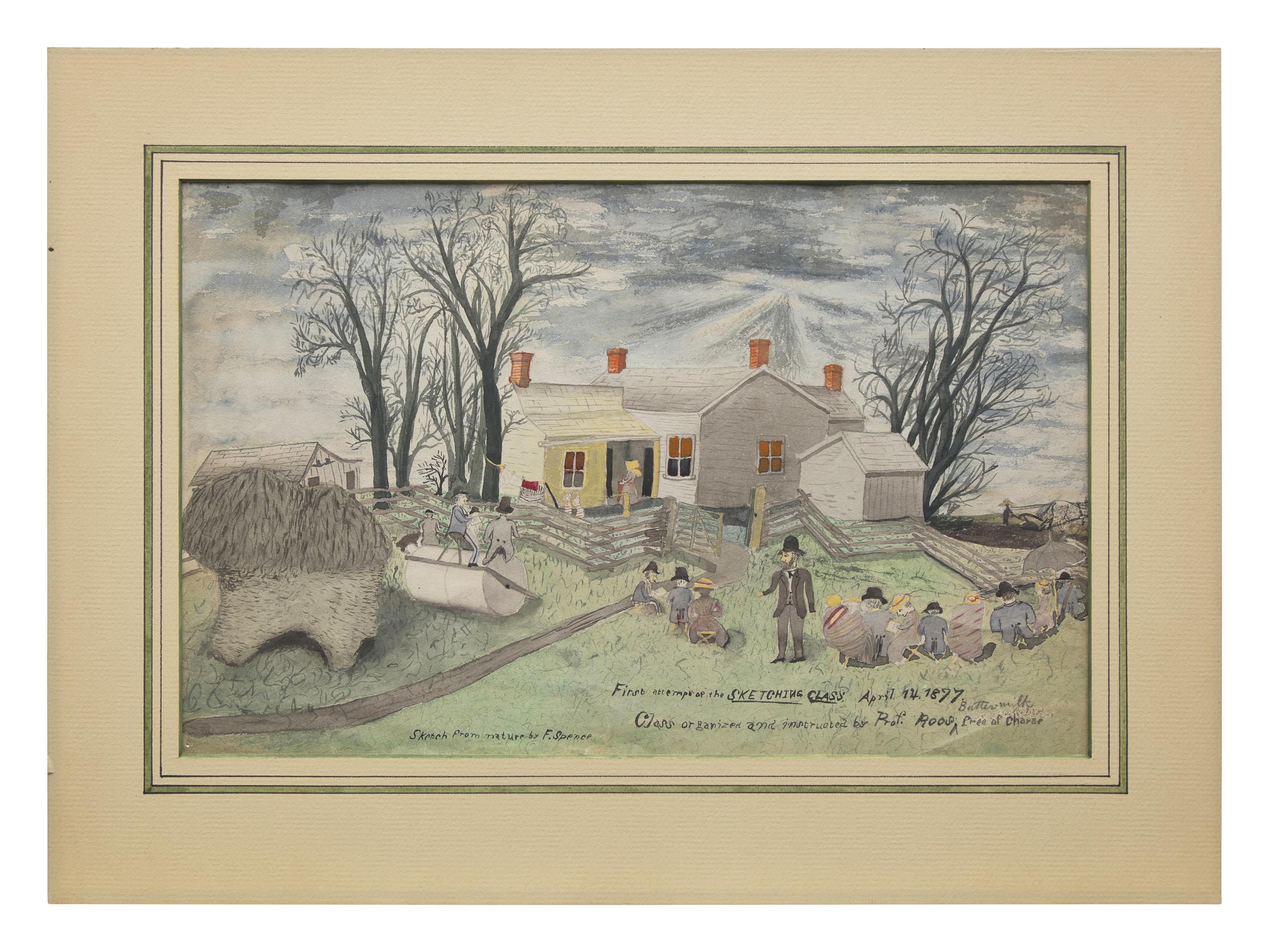 F. Spence (19th Century), A Watercolor Drawing: First Attempts of the Sketching Class