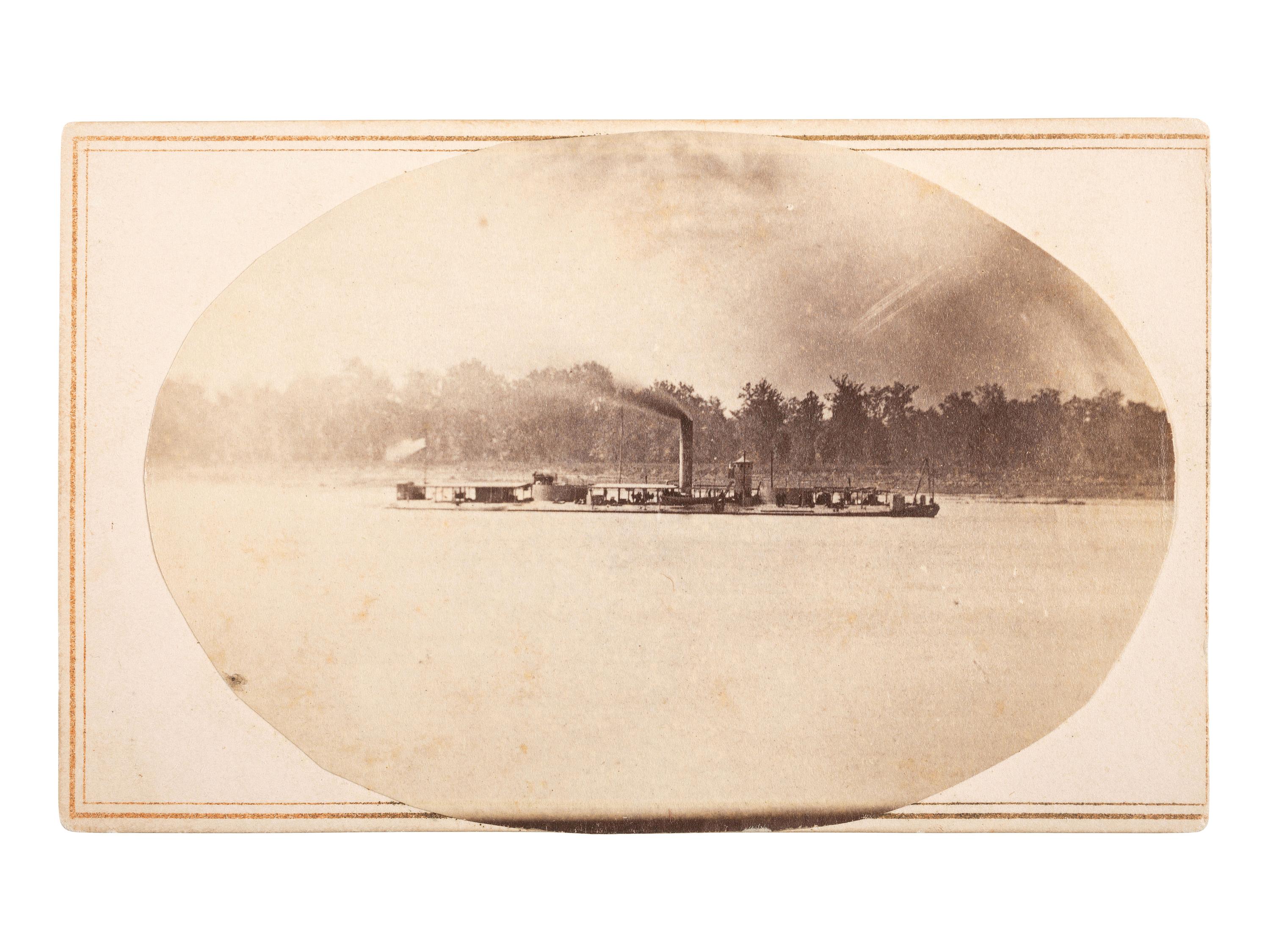 [CIVIL WAR]. LILIENTHAL, Theodore, photographer. CDV of the USS Milwaukee . New Orleans, Louisiana: ca 1860s.