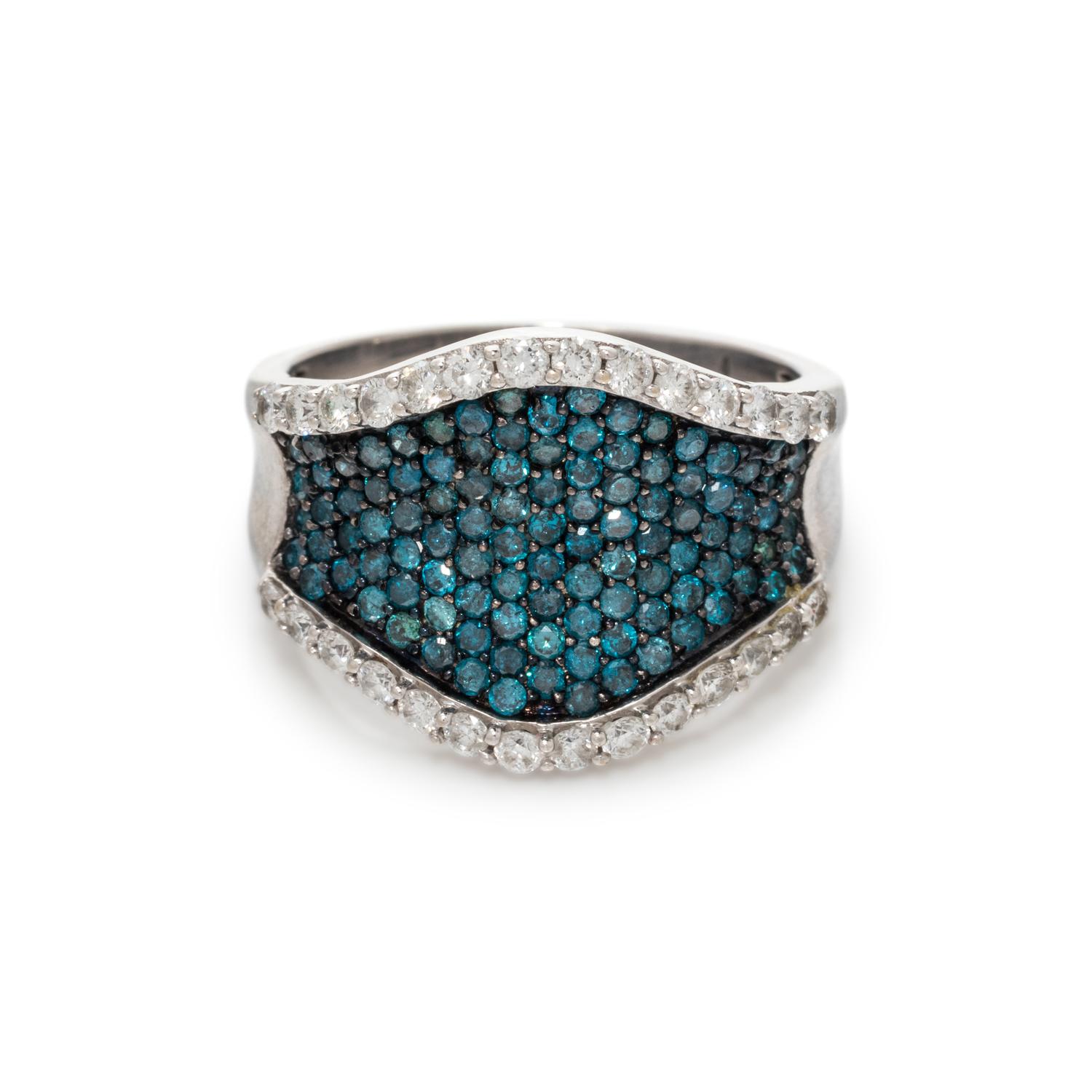 IRRADIATED BLUE DIAMOND AND DIAMOND RING
