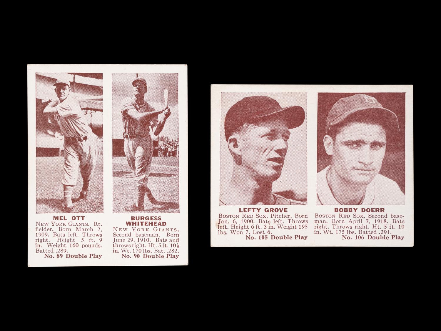 A Group of 1941 Double Play Baseball Cards (Including Lefty Grove and Mel Ott),