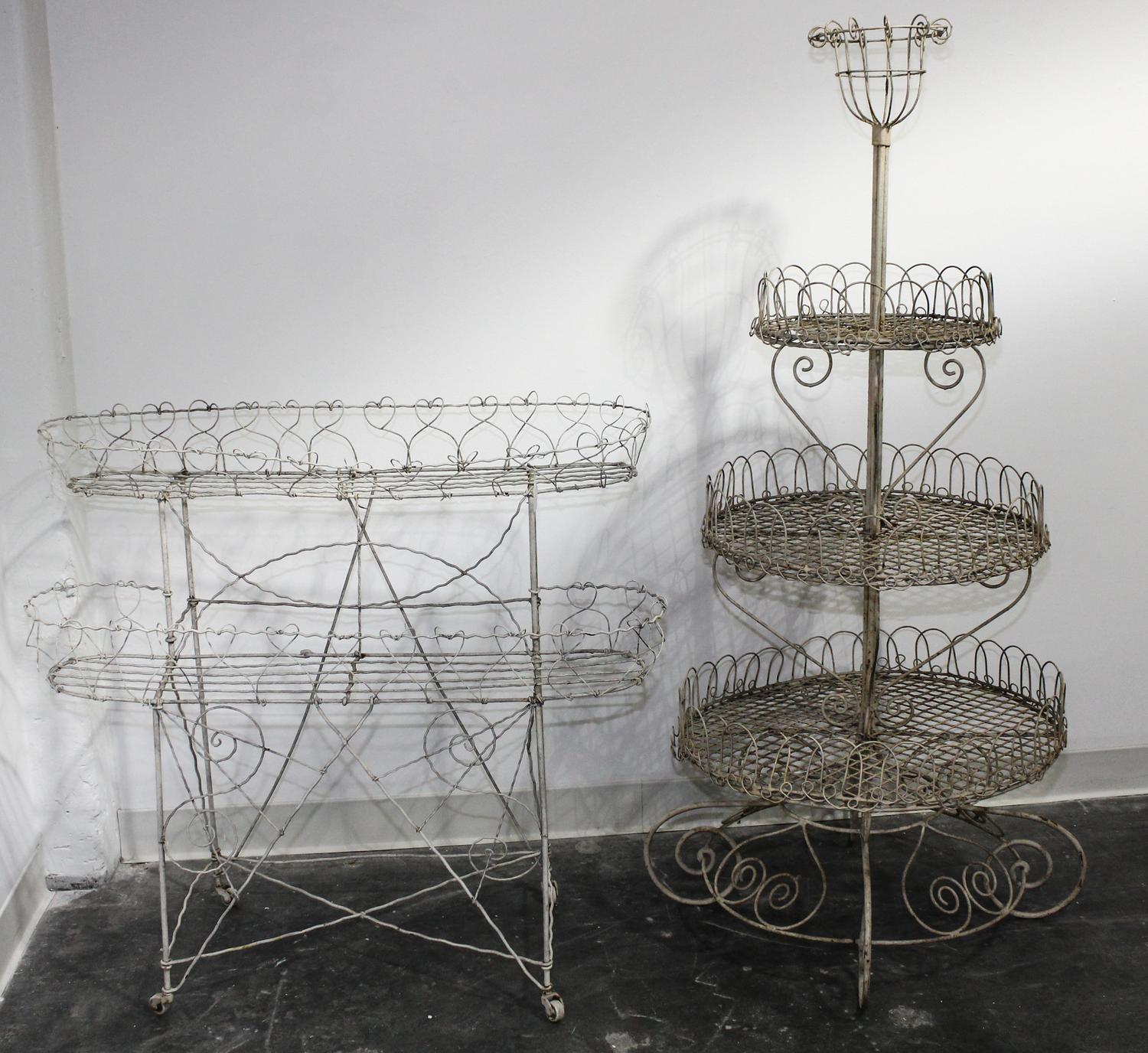 Two Victorian Wirework Planters Height of taller 57 inches. — 19TH/20TH CENTURY