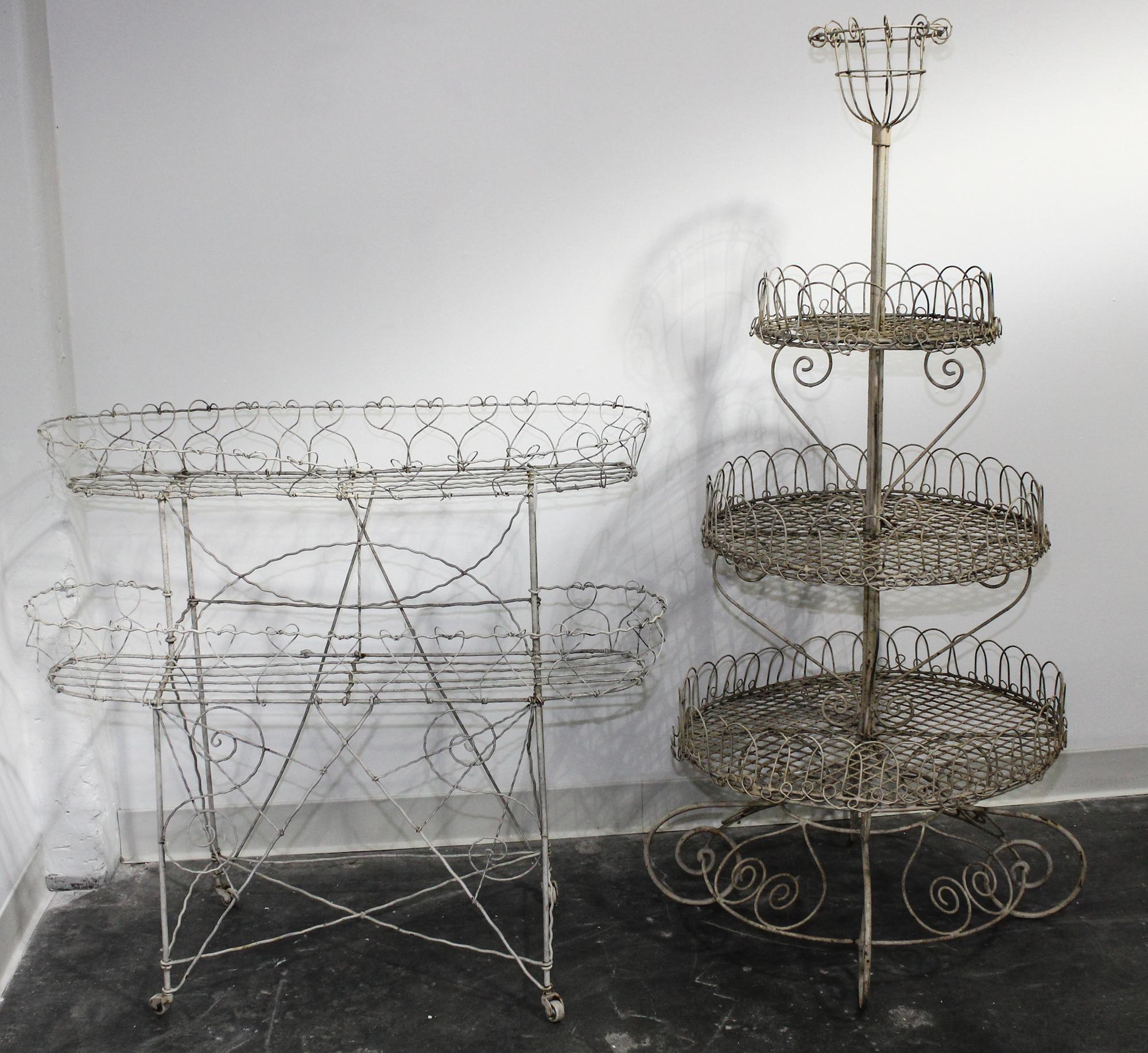 Two Victorian Wirework Planters Height of taller 57 inches. — 19TH/20TH CENTURY