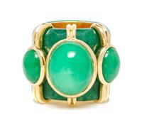 An 18 Karat Yellow Gold and Jade Archer's Ring, Tony Duquette, 50.20 dwts.