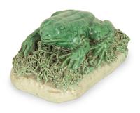 A Small Majolica Oval Dish in the Style of Palissy Together with Two Majolica Articles