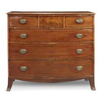 Federal string inlaid mahogany bowfront chest of drawers circa 1800