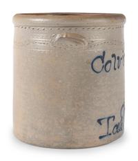 An Ohio Script Decorated Four Gallon Stoneware Crock