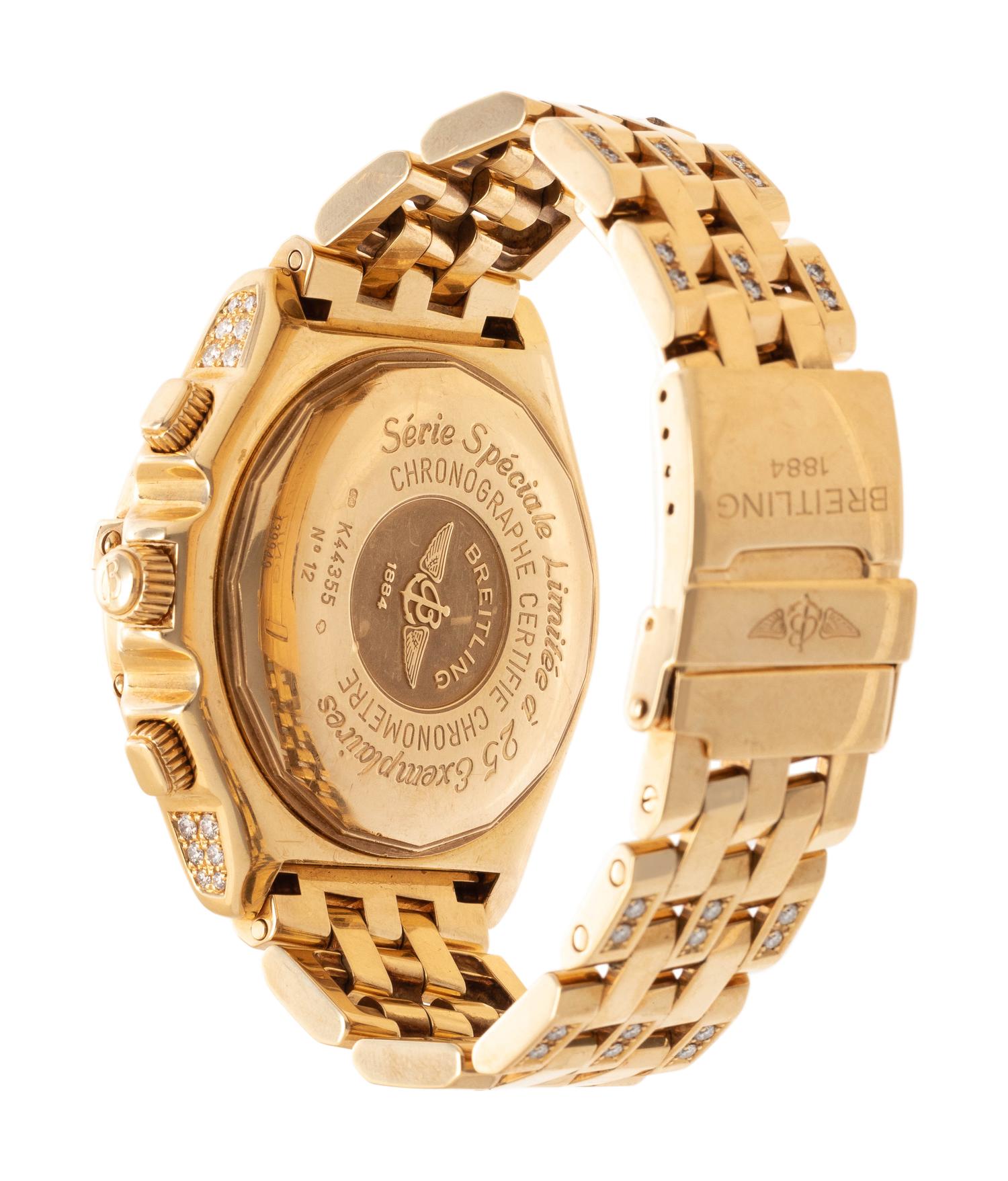 A RARE BREITLING, REF. K44355 18K YELLOW GOLD AND DIAMOND LIMITED EDITION 'CROSS WIND SPECIAL' CHRONOGRAPH WRISTWATCH