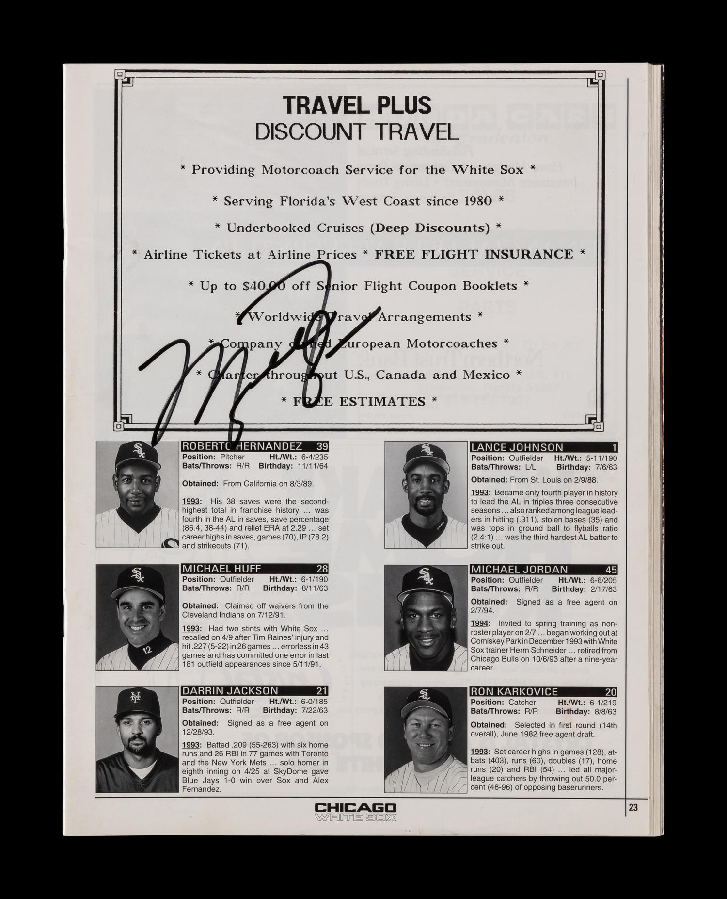 A Michael Jordan Signed Autograph 1994 Chicago White Sox Spring Training Program (Beckett Authentication Services Letter)