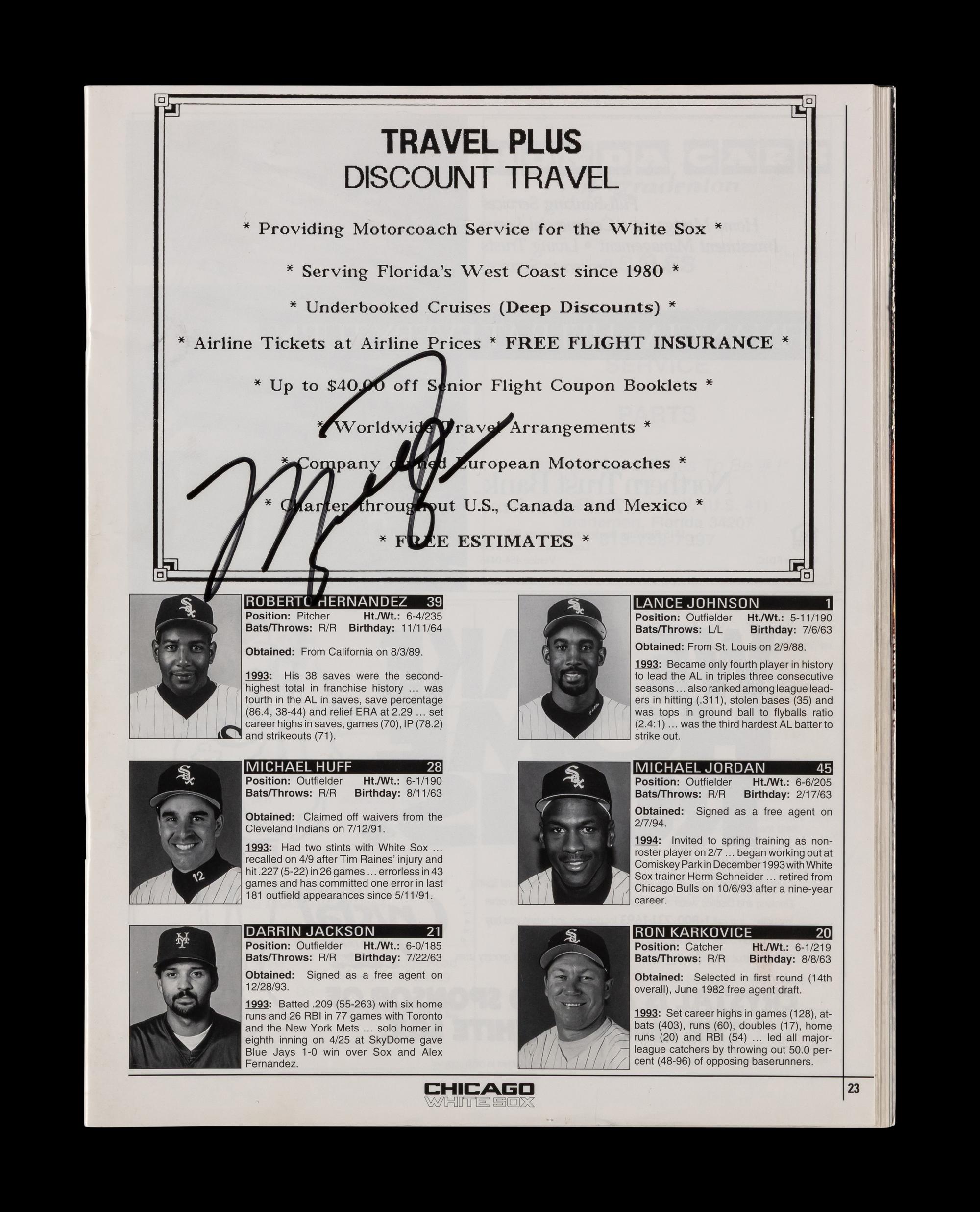 A Michael Jordan Signed Autograph 1994 Chicago White Sox Spring Training Program (Beckett Authentication Services Letter)