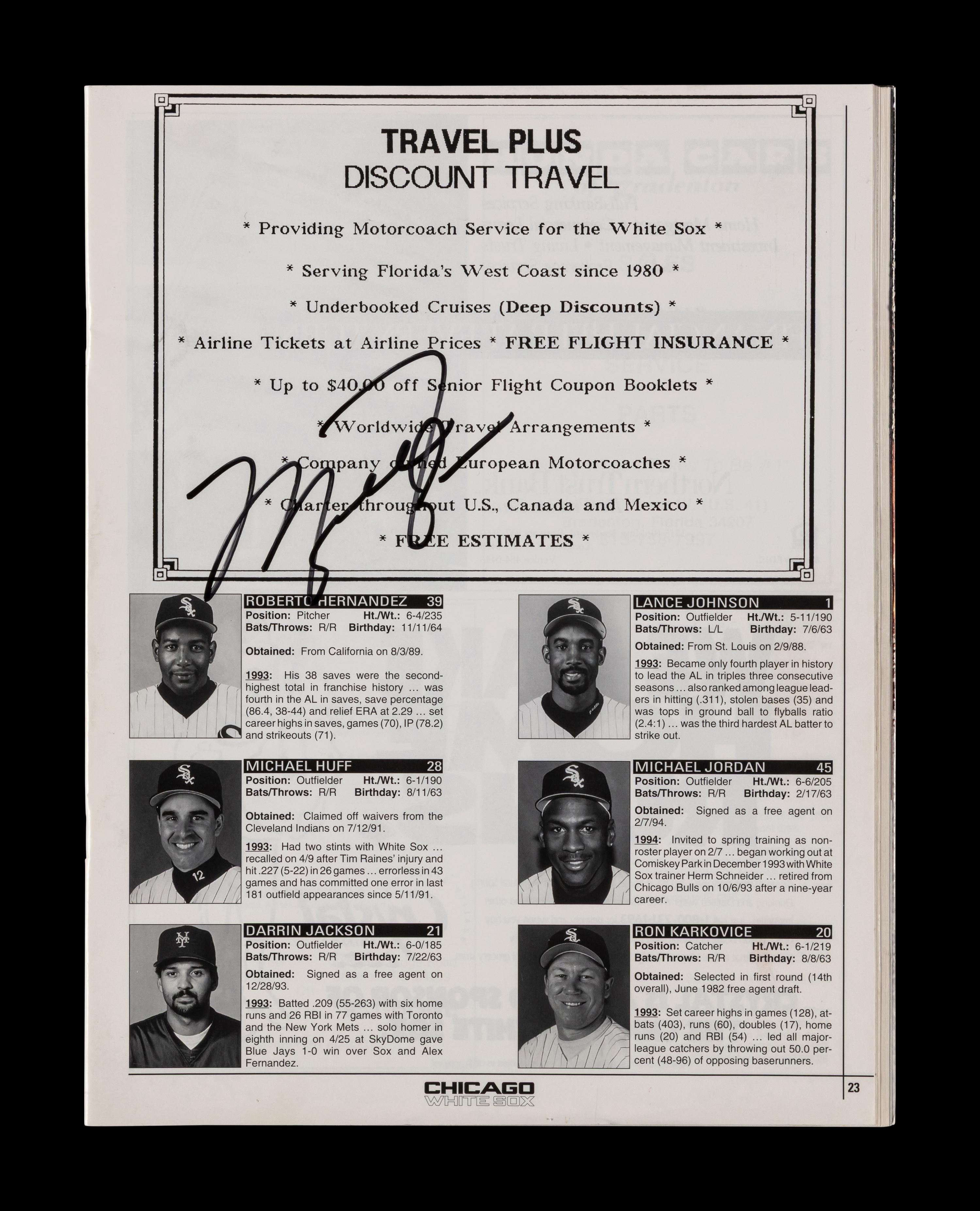 A Michael Jordan Signed Autograph 1994 Chicago White Sox Spring Training Program (Beckett Authentication Services Letter)