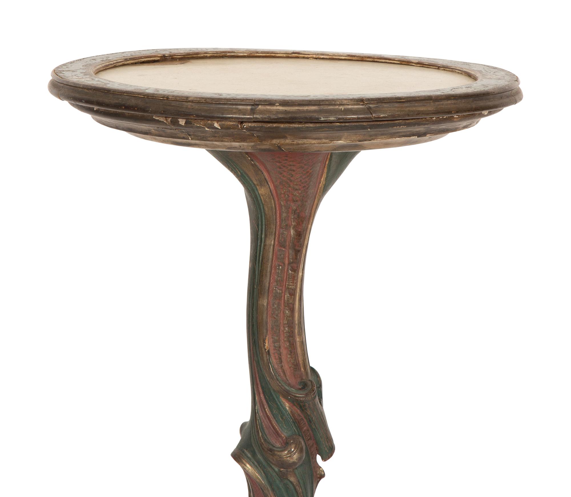 An Italian Rococo Style Painted Marble-Top Pedestal Table