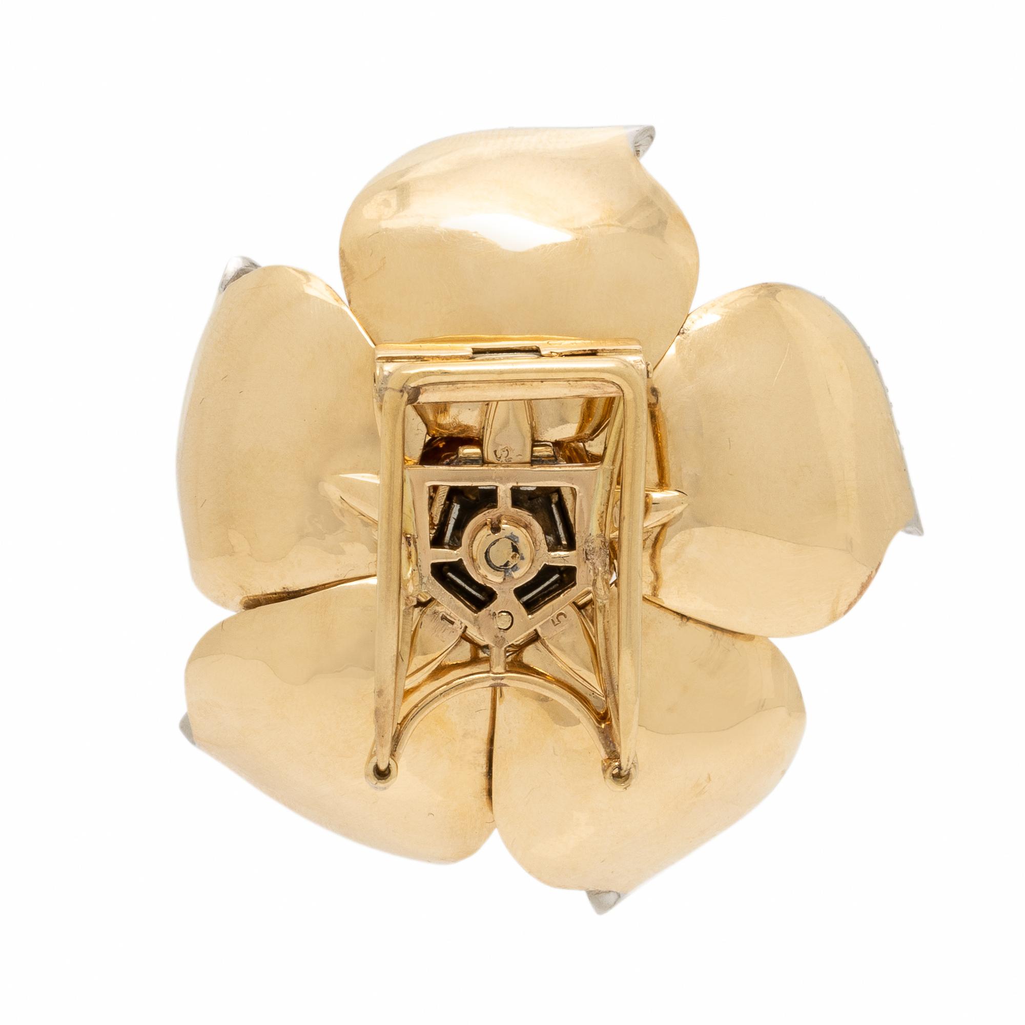 Cartier, Ceylon Yellow Sapphire and Diamond Articulated Flower Brooch