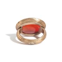 A Neoclassical Carnelian and Brass Finger Ring with a Bust of a Deity