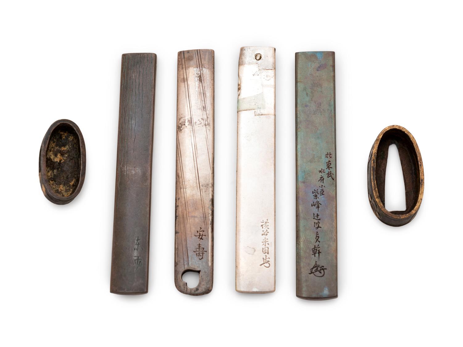 Six Mixed Metal Sword Fittings
